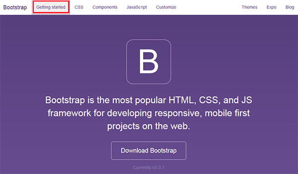 Bootstrapのサイトのスクリーンショット