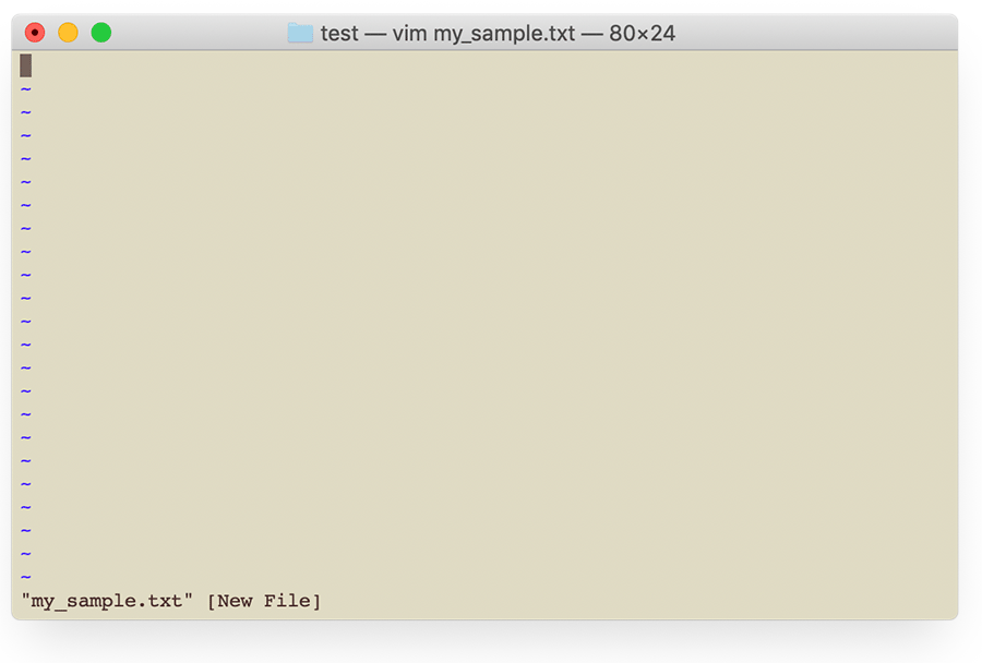vim エディタで新規にファイルを作成した際のスクリーンショット