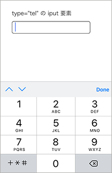 type 属性に tel を指定した iPhone での入力欄の画像