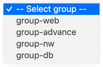 Select group のプルダウンをクリックした際のスクリーンショット