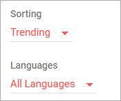 Google Fonts 並び替え・言語のフィルタの画像